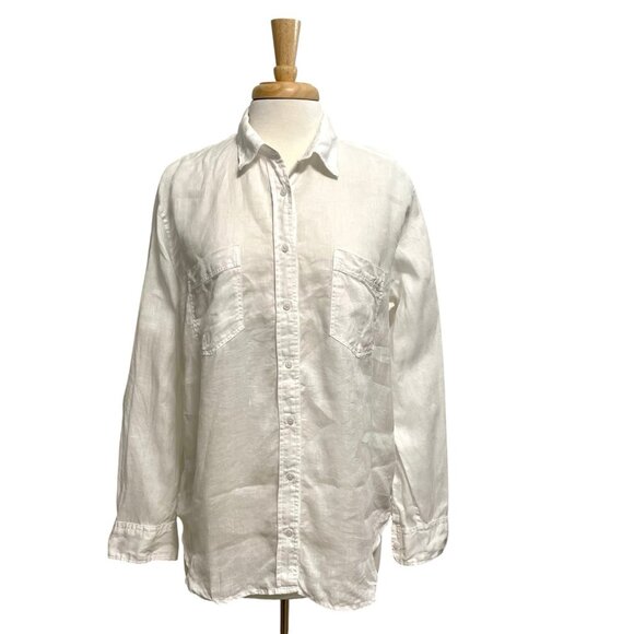 GAP 100% Linen Boyfriend Button Front Shirt Top Breathable Classic White size XL - Picture 1 of 5